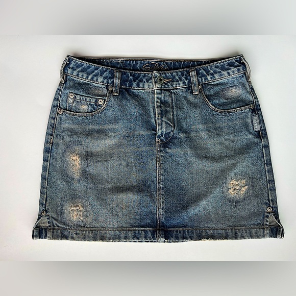 Distressed Silver Jeans Skirt - Picture 1 of 5